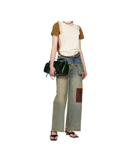 [ANDERSSON BELL] ★PATCHWORK DENIM PLEATS SKIRT JEANS Andersson Bell Patchwork Denim Pleats Skirt Jeans 'Washed