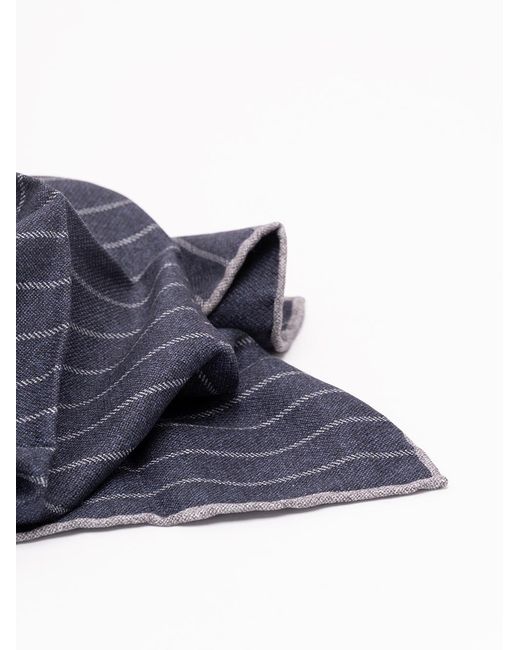 Brunello Cucinelli Blue Pinstriped Pocket Square for men