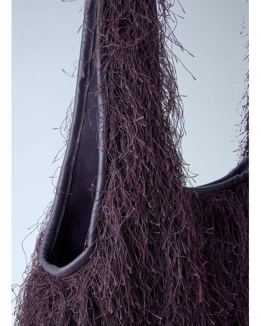 Dries Van Noten Purple Ruffled Small Top Handle Bag