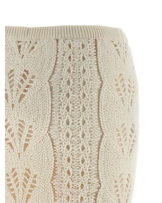 Ermanno Scervino Natural Knitted Tricot Midi Skirt