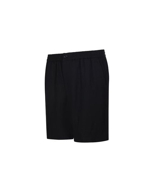 AMI Black Ami Logo Detailed Buttoned Shorts for men