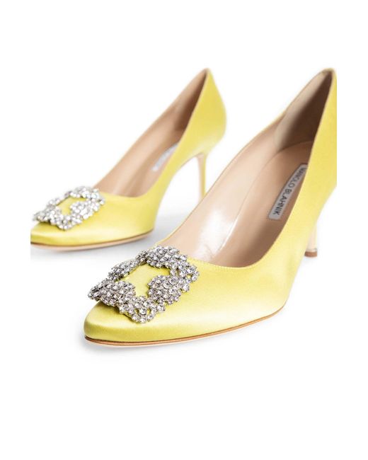 Manolo Blahnik Yellow Round Toe High Heels