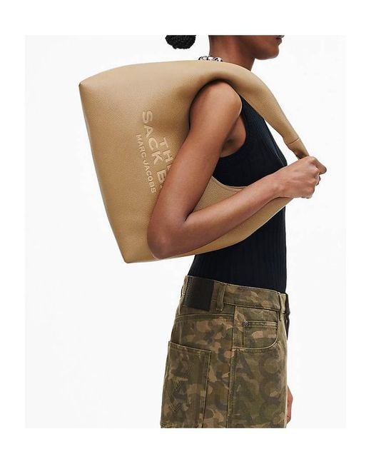 Marc Jacobs Natural The Sack Logo Detailed Shoulder Bag