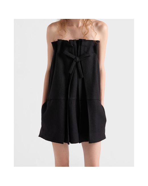 Prada Black Bow-Detailed Pleated Mini Dress