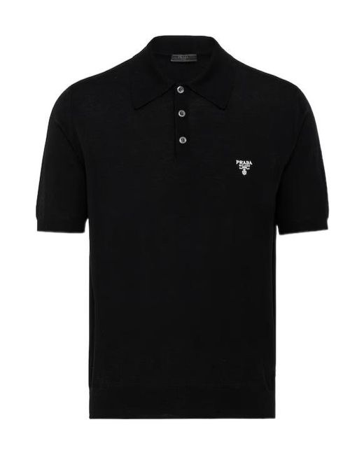 Prada Black Logo Detailed Short-Sleeved Polo Shirt for men