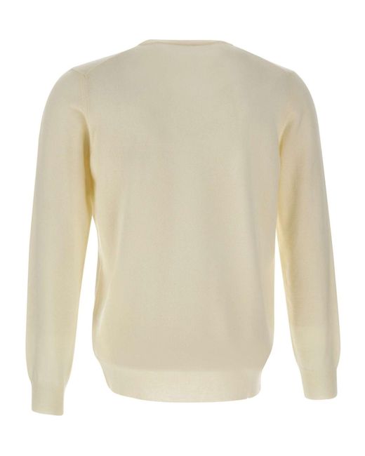 Kangra Cashmere White Kangra Crewneck Knitted Jumper for men