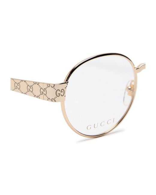 Gucci White Round Metal Optical Glasses