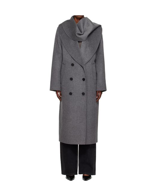 Rohe Gray Double-Sided Scarf Collar Coat
