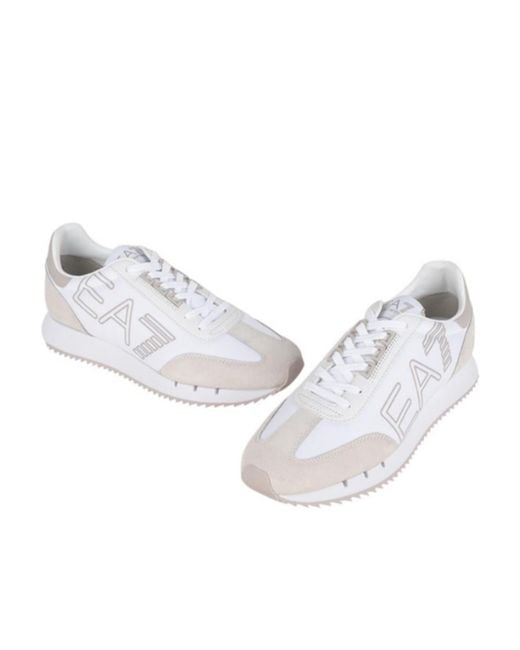 EA7 White Logo Logo Low Upper Board Shoes for men