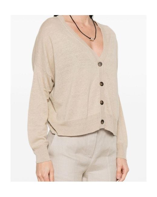 Baserange Natural Buttoned V-Neck Cardigan