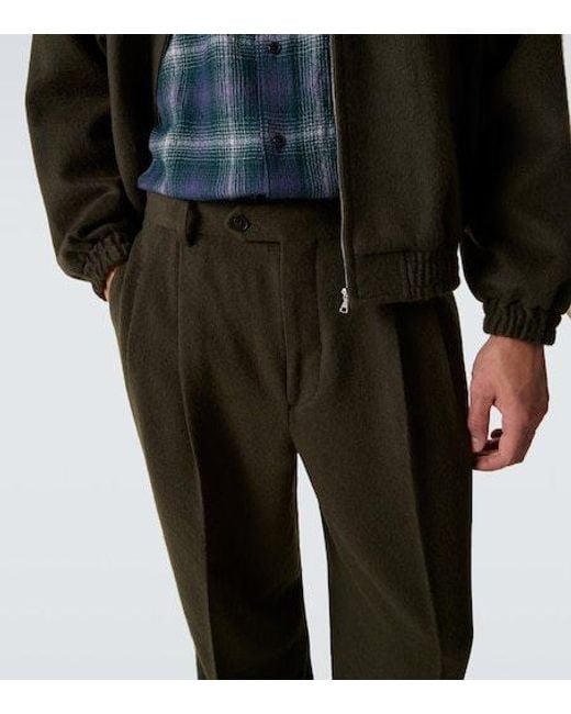 Auralee Gray Camel Hair Flannel Straight Pants for men