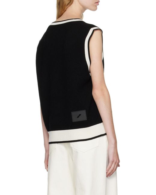 we11done Black Logo-Patch Wool-Blend Vest for men