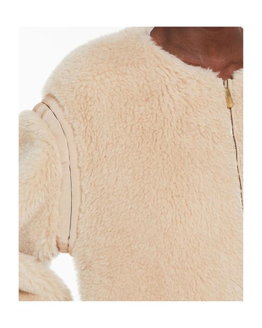 Max Mara Natural Zip-Up Crewneck Jacket