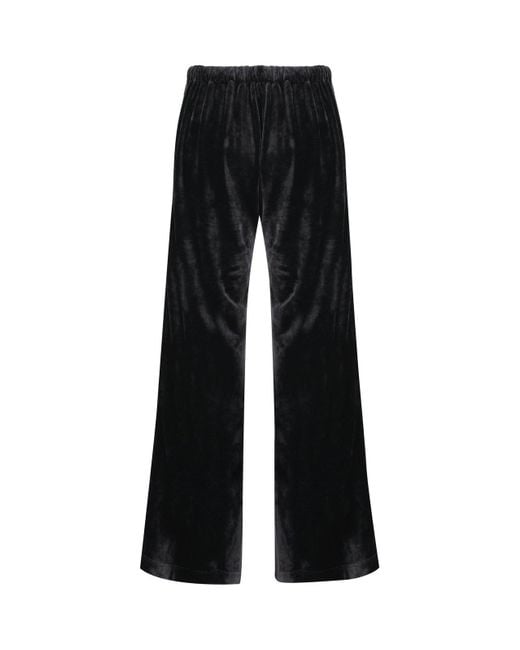 Fendi Black Wide-Leg Drawstring Velvet Pants