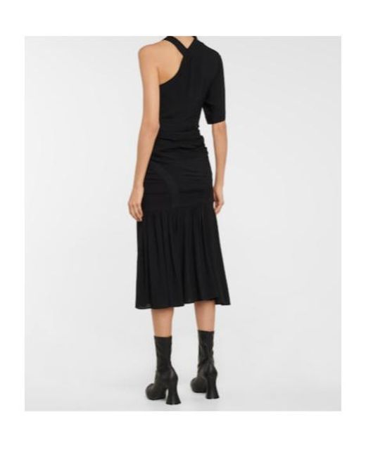 Stella McCartney Black Emmeline Crêpe One-Shoulder Midi Dress