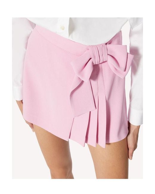 RED Valentino Pink Bow-Embellished Pleated Skorts