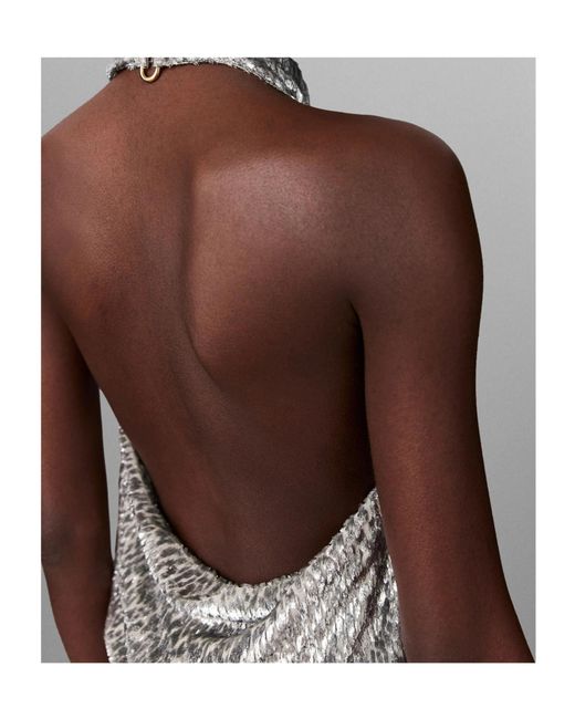 Stella McCartney Gray Metallic Effect Halterneck Top