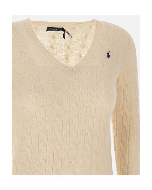 Polo Ralph Lauren Natural Cable-Knit V-Neck Jumper