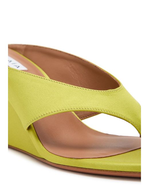Alaïa Yellow Satin Block Heel Slippers