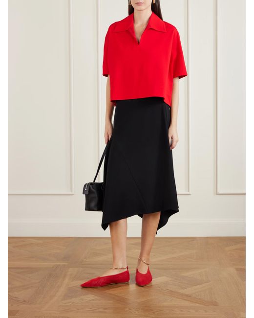 Jil Sander Red Short Sleeve V-Neck T-Shirt