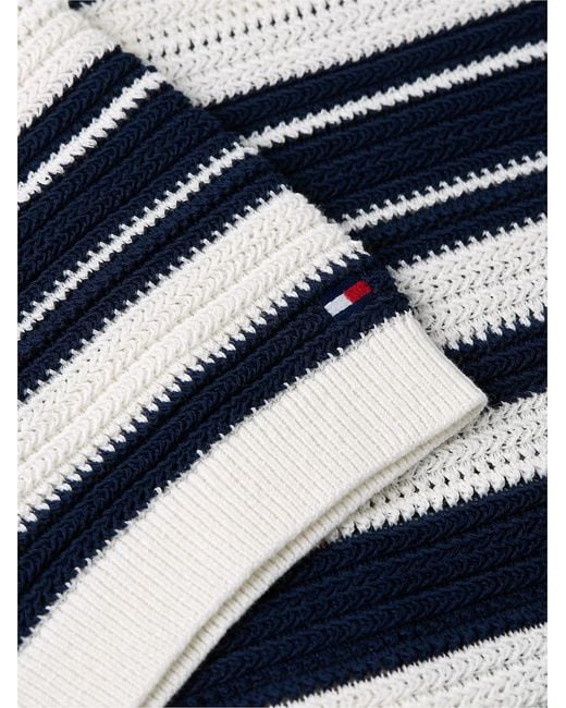 Tommy Hilfiger Blue Striped Knit Short-Sleeve Shirt for men