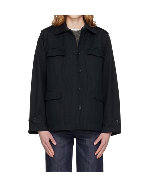 A.P.C. Blue Long-Sleeved Belted Casual Jacket