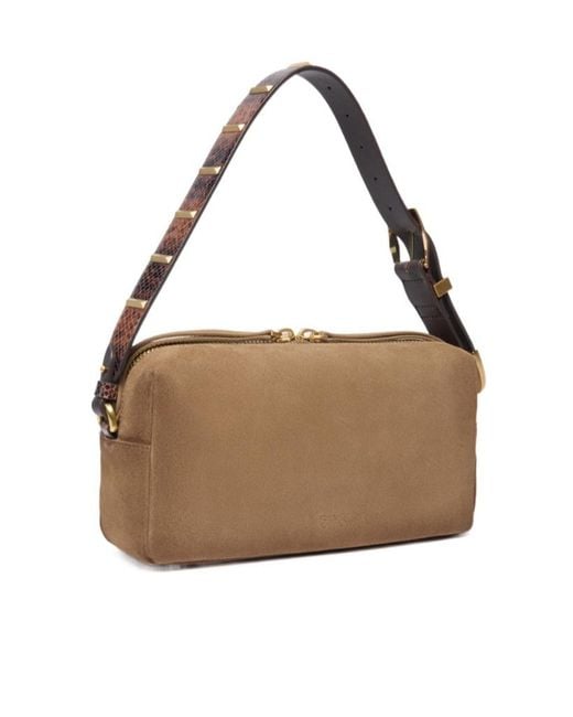 Pinko Brown Medium Crossbody Boston Bag