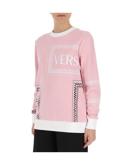 Versace Pink Logo Printed Sweater