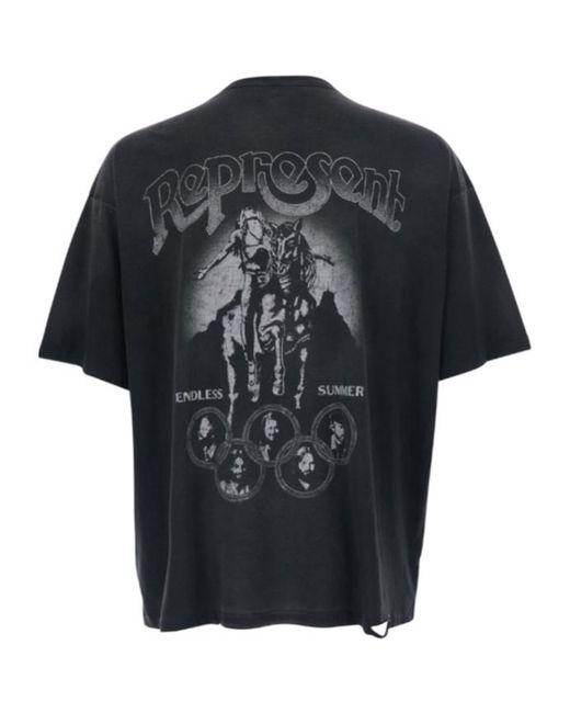 Represent Black Crew Neck T-Shirt for men