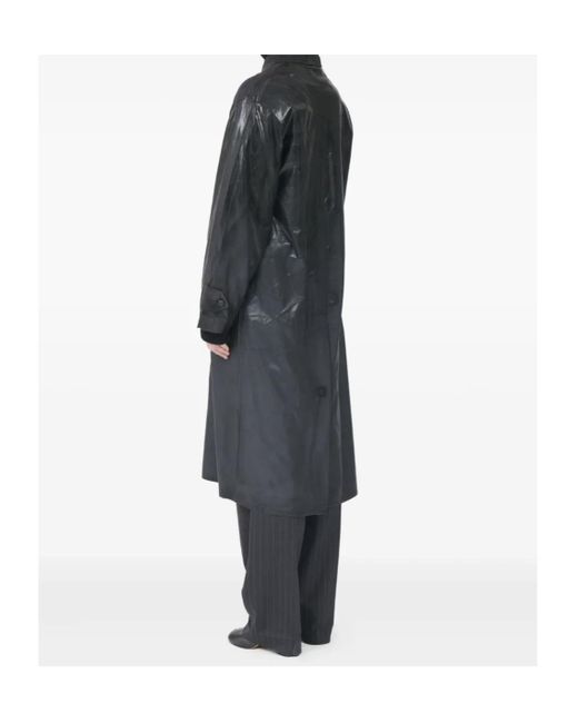 Maison Margiela Black Long Sleeve Coated Trench Coat