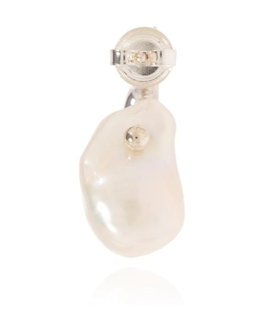 Bottega Veneta White Pearl Earrings for men