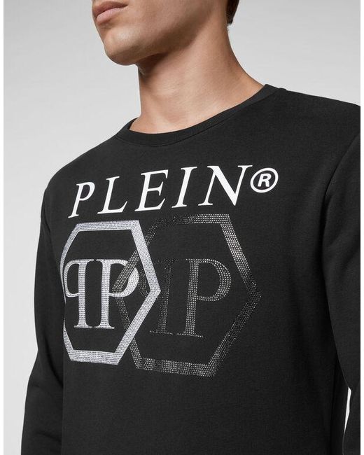 Philipp Plein Black Logo Pullover Hoodie for men