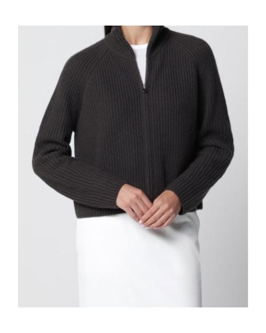 Lisa Yang Black Ribbed-Knit Sadie Cardigan