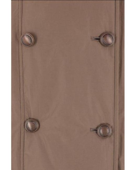 Brunello Cucinelli Brown High-Neck Double-Breasted Coat