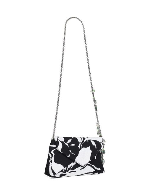 Dries Van Noten White Clutch Bag With Chain Shoulder Strap
