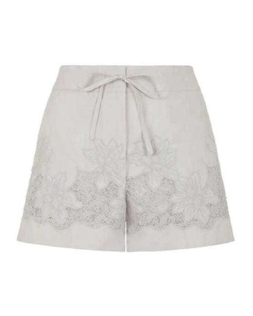 P.A.R.O.S.H. Gray Floral-Embroidered Shorts