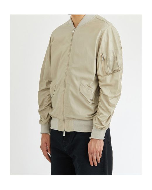 Giorgio Brato Blue Leather Bomber Jacket for men