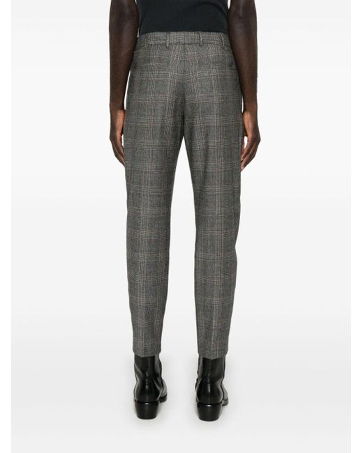 PT01 Gray Checked Trousers for men
