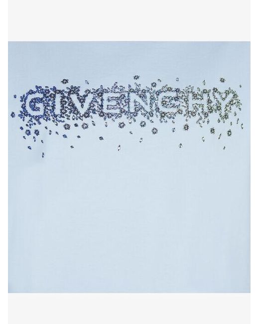 Givenchy Blue Crystal Embroidered Logo T-Shirt