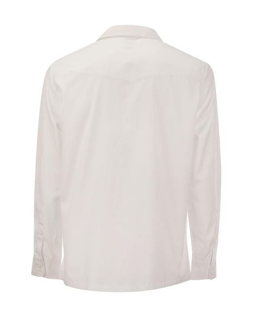 Brunello Cucinelli White Buttoned Long-Sleeved Shirt for men