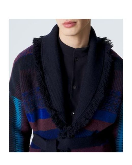 Giorgio Armani Blue Minimalist Knit Cardigan for men