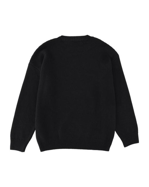 MSGM Black Logo Patch Crewneck Knitted Jumper for men