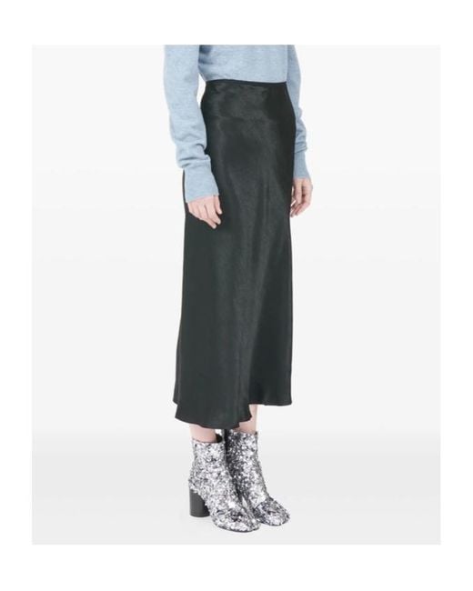 Maison Margiela Black Midi-Length Flared Hem Skirt