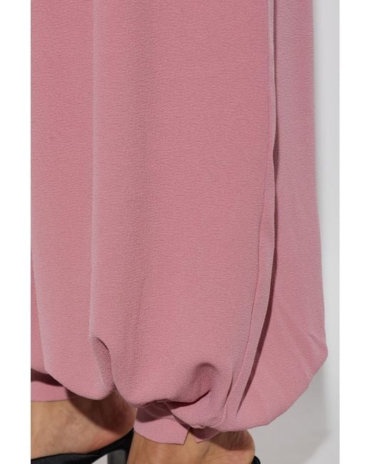 ROTATE BIRGER CHRISTENSEN Pink Elastic-Waist Casual Trousers