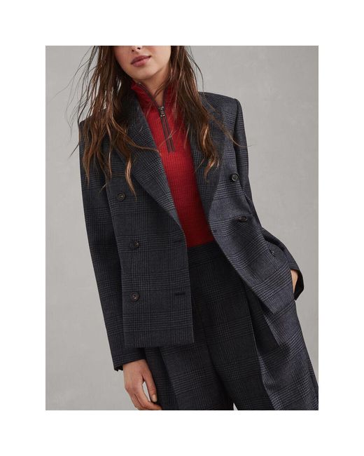 Brunello Cucinelli Blue Check-Pattern Blazer