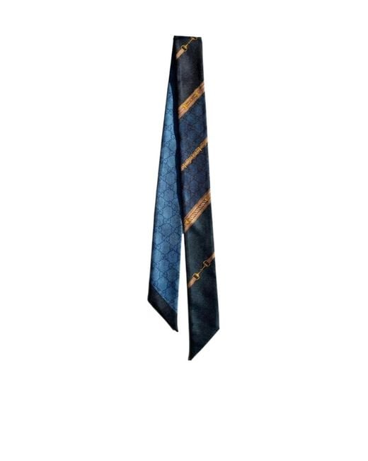 Gucci Blue Printed Silk Twill Ribbon