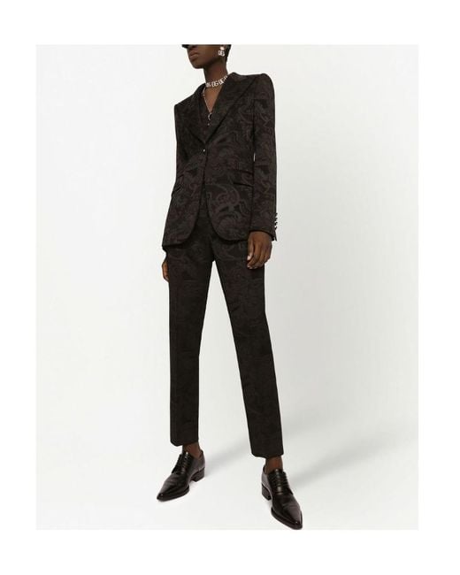 Dolce & Gabbana Black Turlington Ornamental Jacquard Single-Breasted Blazer