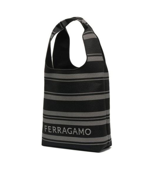 Ferragamo Black Striped Tote Bag for men