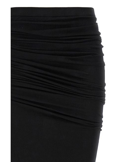 Rick Owens Black Drawstring Side-Slit Maxi Skirt