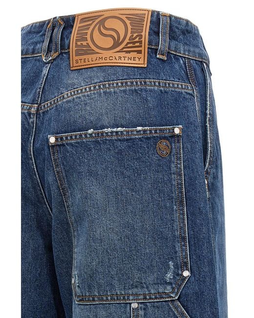 Stella McCartney Blue Wide-Leg Cargo Jeans
